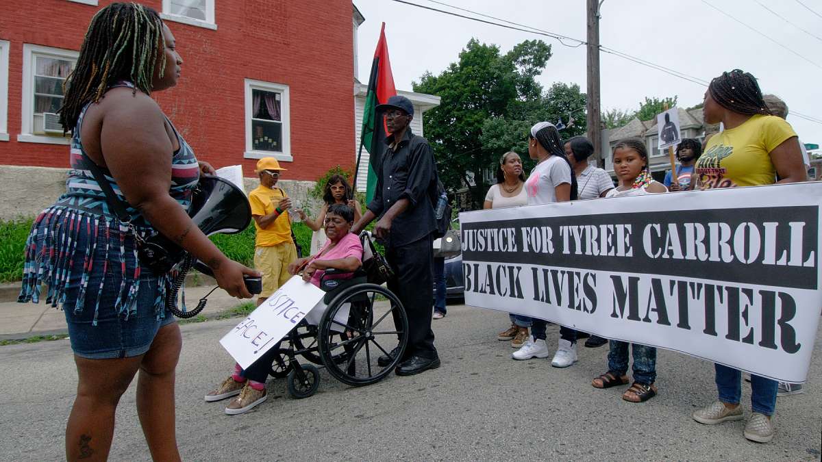  A scene from a rally organized by supporters of Tyree Carroll over the weekend in Germantown. (Bas Slabbers/for NewsWorks) 