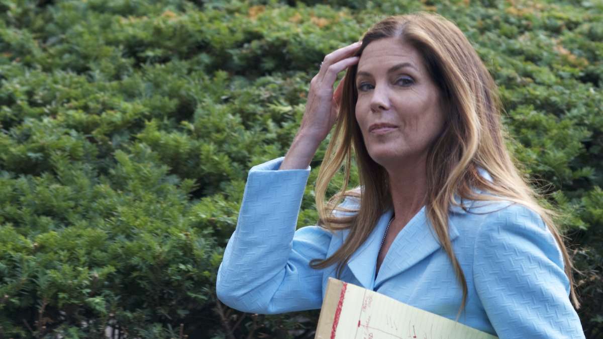 A.G. Kathleen Kane leaves Montgomery County Court House after the jury is selected during a long first day of her criminal trial. (Bastiaan Slabbers for NewsWorks)