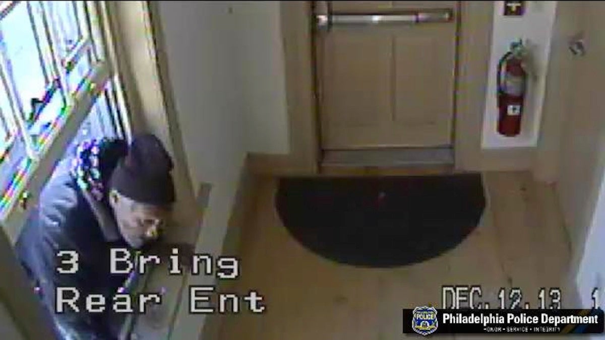  Surveillance footage of last week's burglary at the historic Bringhurst House. (Courtesy of Philadelphia Police) 