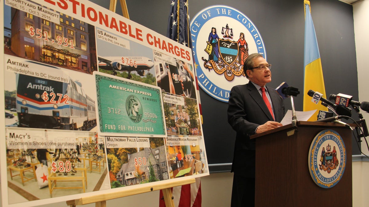 Philadelphia City Controller Alan Butkovitz describes what he says are questionable charges made to the Mayor's Fund for Philadelphia. (Emma Lee/WHYY)