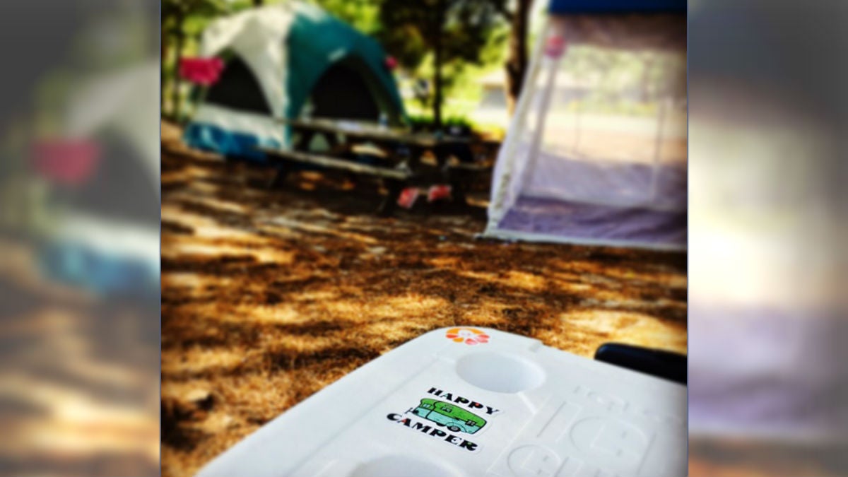 Campsite set up at Cape Henlopen State Park. (Paul Parmelee/WHYY)