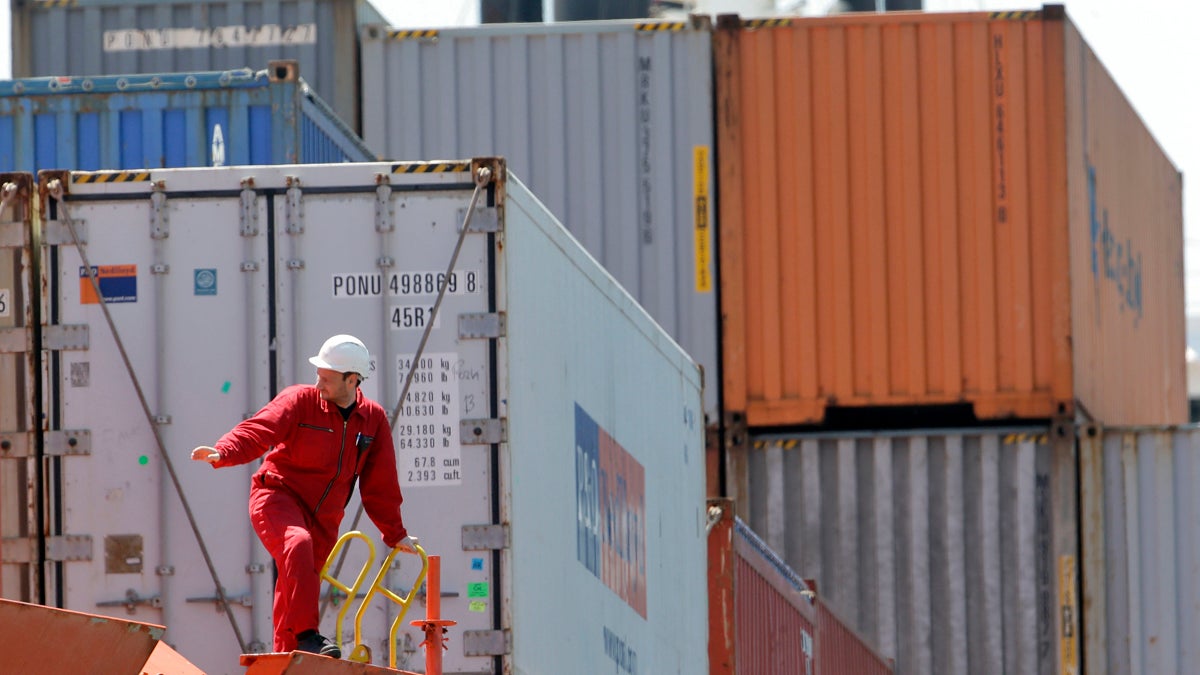  Cargo containers are docked at Packer Avenue Marine Terminal, in Philadelphia. Pennsylvania sees about 4.9 percent (calculated by value) of all goods pass through its shipping centers. (AP File Photo/Matt Rourke) 