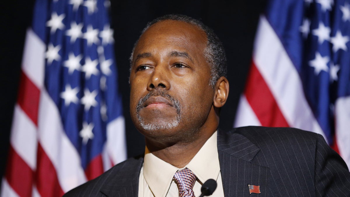  Republican presidential candidate, Dr. Ben Carson speaks at a news conference, Monday, Nov. 16, 2015, in Henderson, Nev.  (AP Photo/John Locher) 