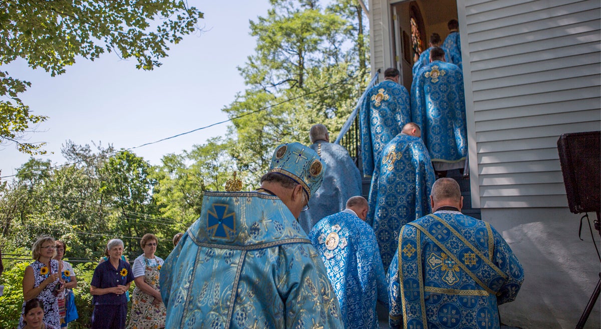 Mass is celebrated during a holy pilgrimage to the Assumption of the Blessed Virgin Mary Ukrainian Catholic Church in Centralia
