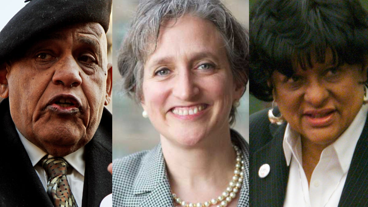  Nominating petitions of, from left, Milton Street, who is running for mayor; Stephanie Singer, cmapaigning to keep her seat as a Philadelphia commissioner; and Councilwoman Jannie Blackwell, seeking re-election, have been challenged. (NewsWorks File Photos) 