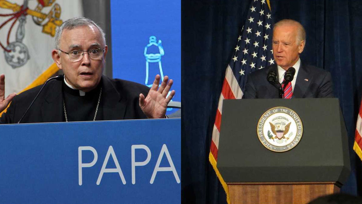 Philadelphia Archbishop Charles Chaput and Vice President Joe Biden. (NewsWorks file photos)