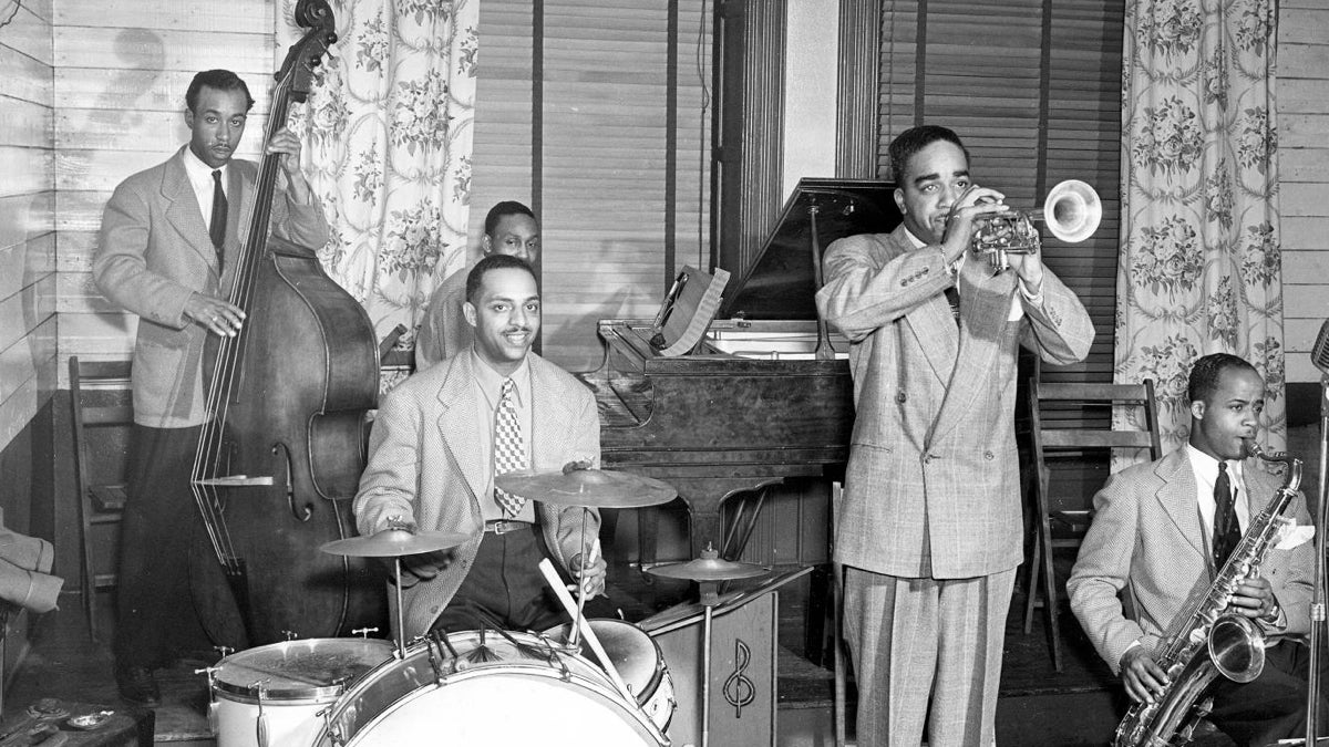 Jazz trumpeter and bandleader Charlie Gaines plays with his band in Philadelphia in 1940. (John W. Mosley/Charles L. Blockson Afro-American Collection of Temple University Libraries)