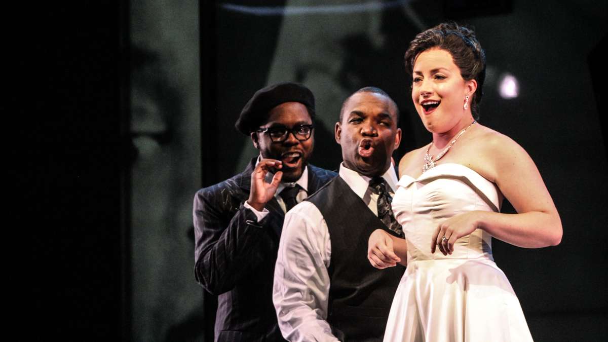  Lawrence Brownlee, Will Liverman and Rachel Sterrenberg onstage in Opera Philadelphia's performance of 