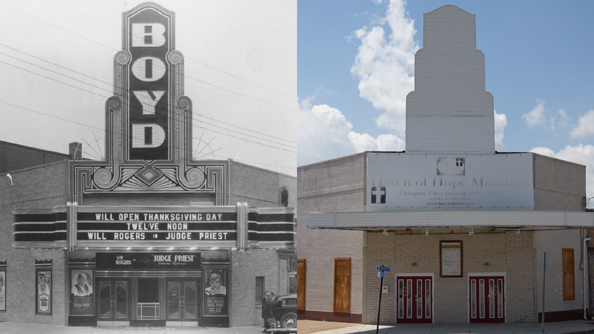  Chester’s Boyd Theater on opening night in November 1935 and today as Haven of Hope Ministries.   