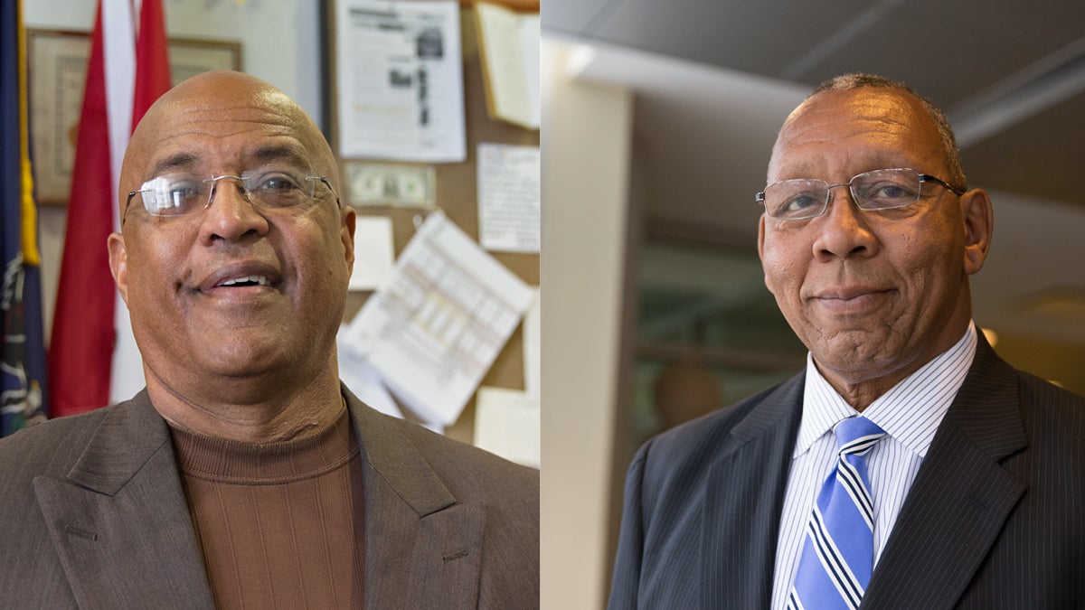  Voters rejected a second term for Reading Mayor Vaughn Spencer (left) and Chester Mayor John Linder (right), who both lost in their respecteive Democratic primaries on Tuesday. (Lindsay Lazarski/WHYY)     