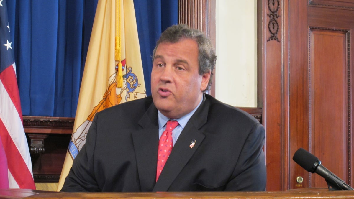  At a New Jersey Statehouse news conference, Gov. Chris Christie defends using federal Sandy aid to help restore businesses in Seaside Park and Seaside Heights that were damaged by last week's fire. (Phil Gregory/for NewsWorks) 