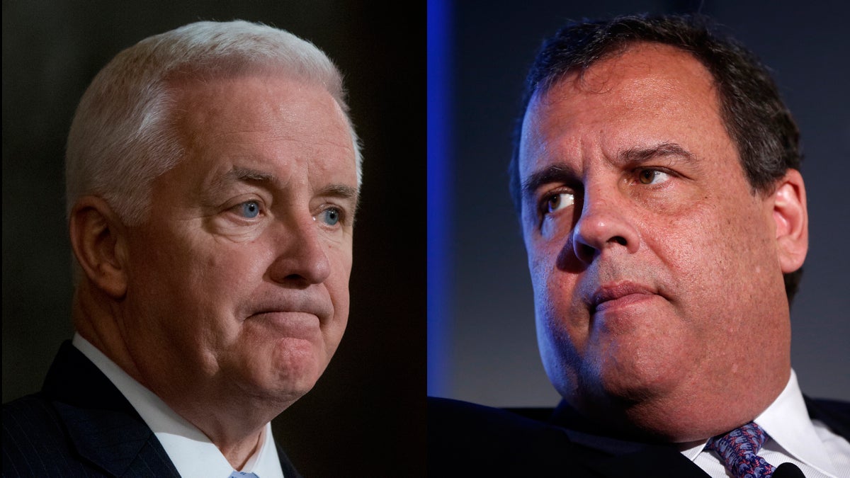  Pa. Gov. Tom Corbett and N.J. Gov. Chris Christie both face budget deadlines. (AP photos) 