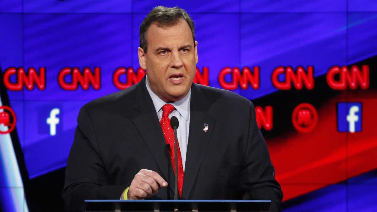  New Jersey Gov. Chris Christie speaks at a presidential debate in December. (John Locher/AP Photo) 