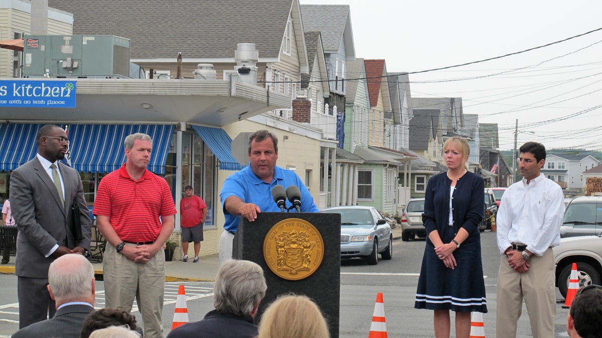  Gov. Chris Christie urges small businesses to take advantage of grants and loans to recover from Hurricane Sandy in Sea Bright, N.J., Wednesday, Aug. 28, 2013.  (Phil Gregory/WHYY) 