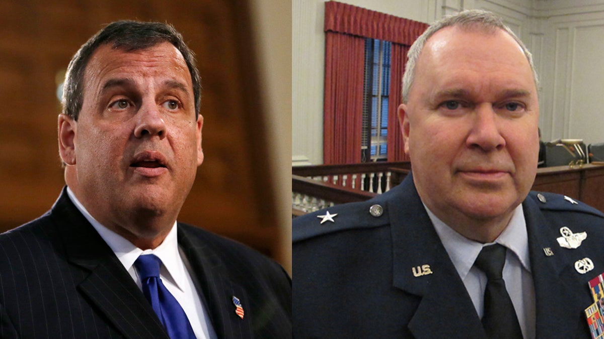  New Jersey Gov. Chris Christie (left) and Adjutant Gen. Michael Cunniff (Julio Cortez/AP Photo and Phil Gregory/WHYY) 