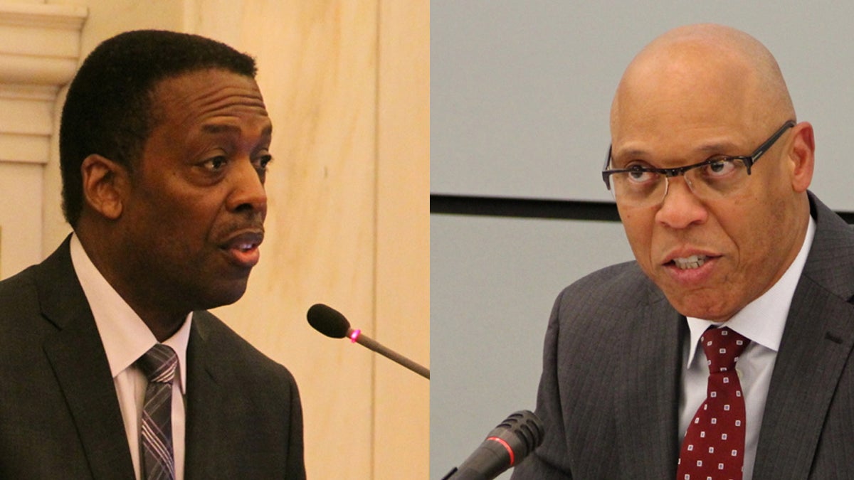  City Council President Darrell Clarke, left, and Philadelphia Schools Superintendent William Hite are at offs over funding plans. 