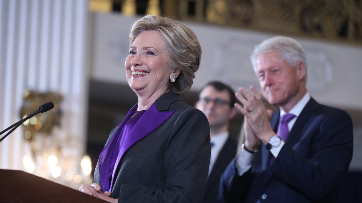 Democratic presidential candidate Hillary Clinton speaks in New York