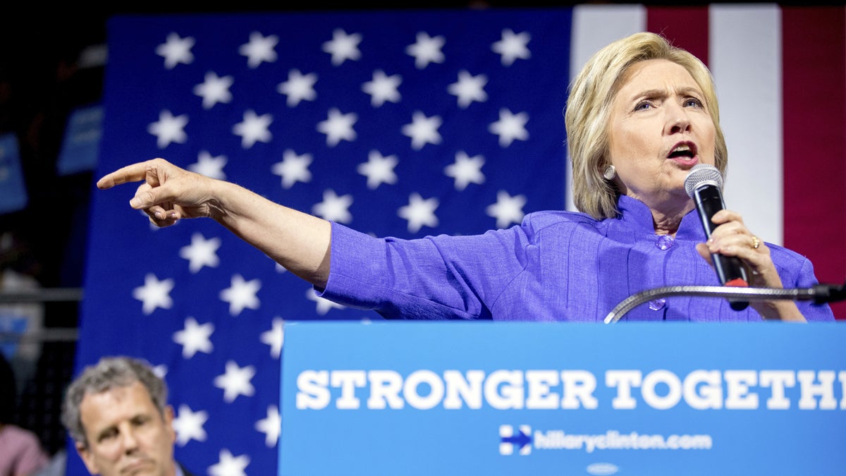 Democratic presidential candidate Hillary Clinton is shown at a rally in Cincinnati. (AP Photo/Andrew Harnik