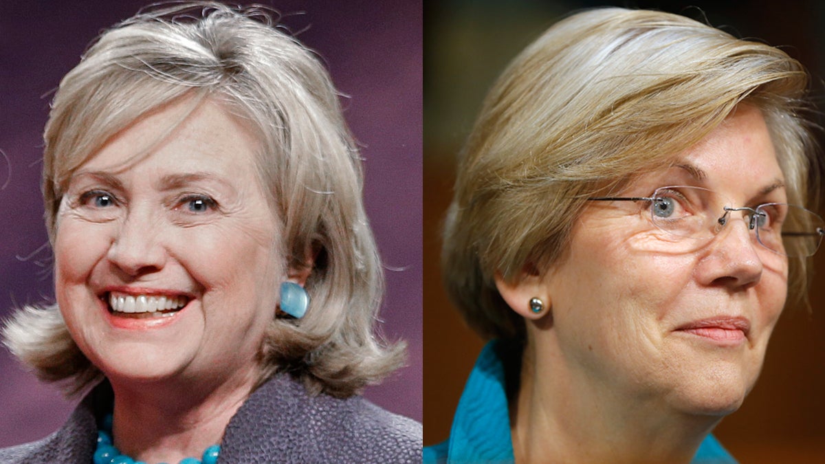  Former Secretary of State of State Hillary Rodham Clinton (left) and Sen. Elizabeth Warren, D-Mass. (Chuck Burton and Charles Dharapak/AP Photos) 