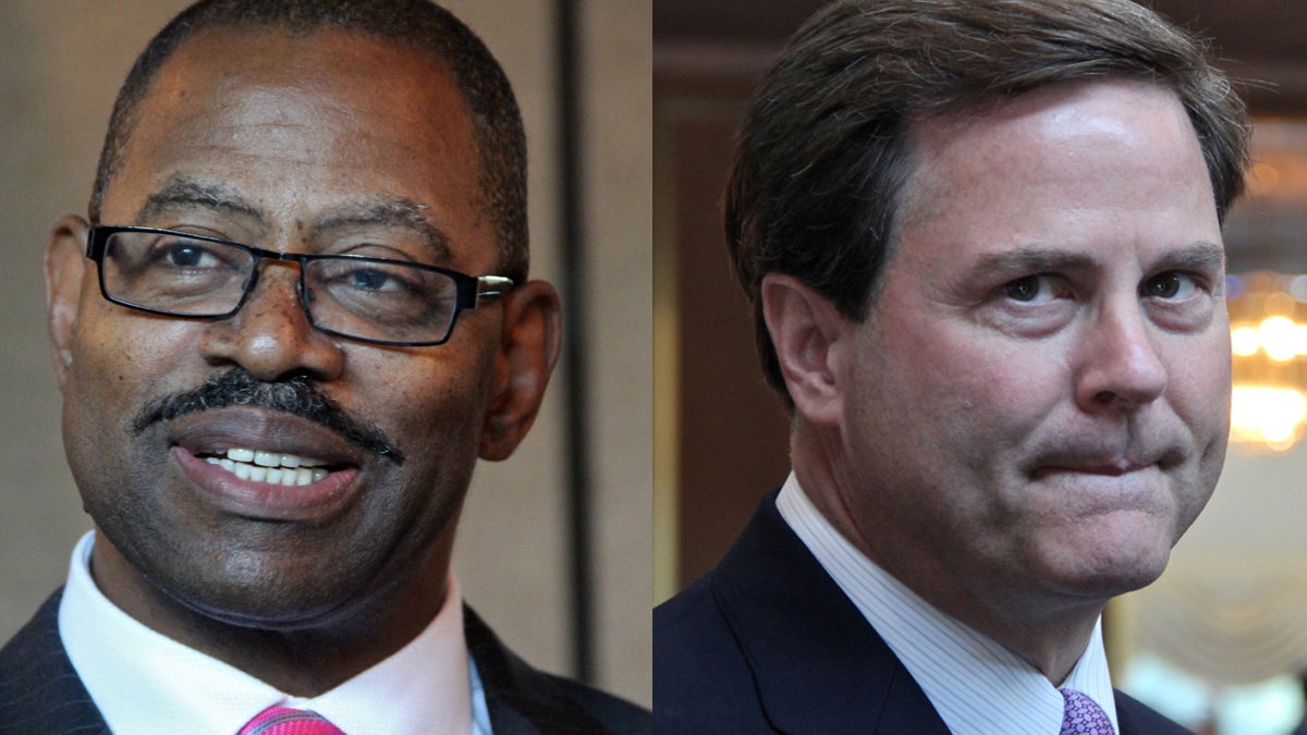  Republican Garry Cobb (left), and Democrat Donald Norcross are running to represent New Jersey's 1st Congressional District. (Emma Lee/WHYY)  