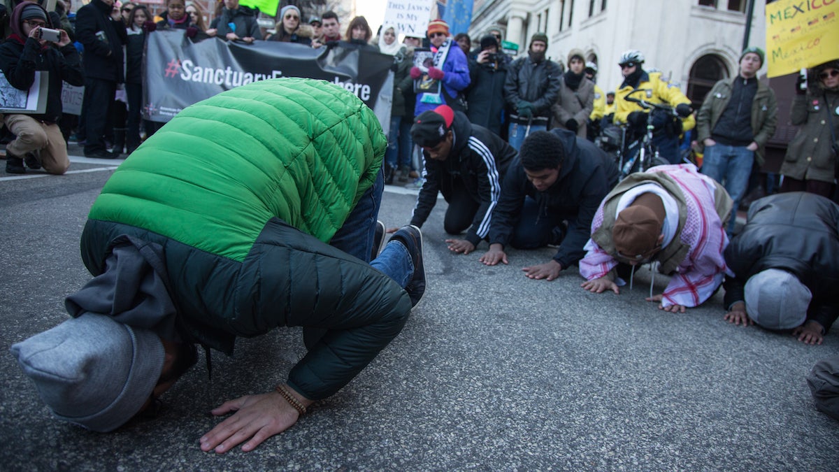 Abdulazeem Sheikh, 22, leads others from the group 