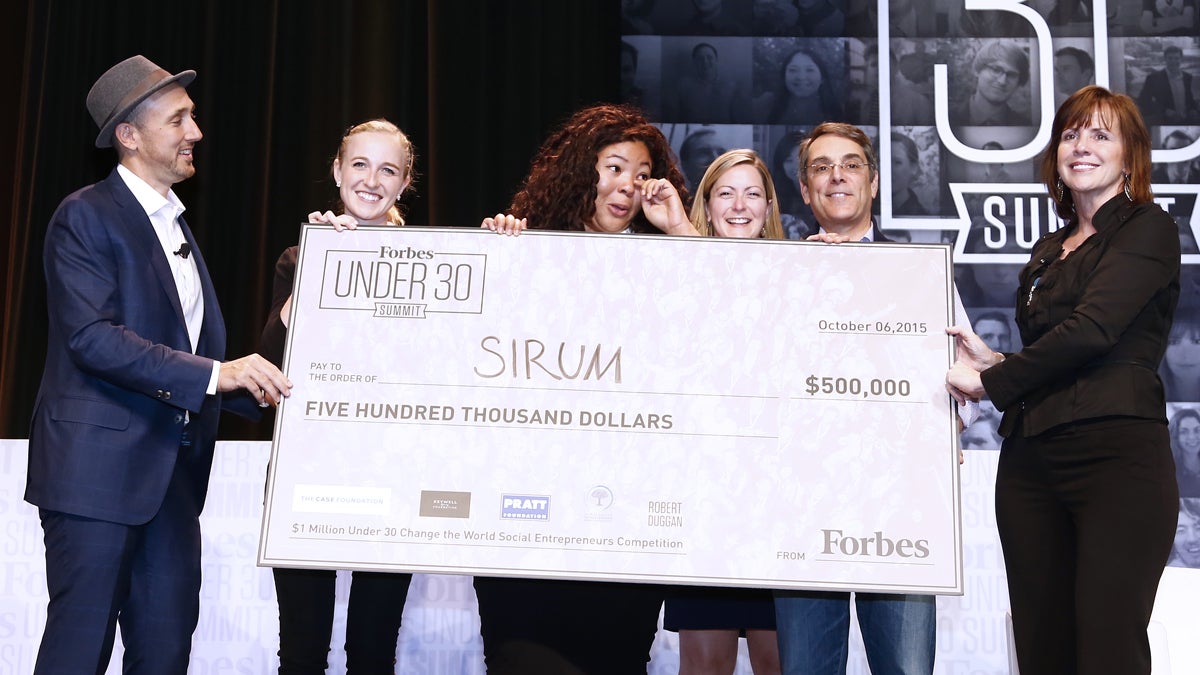  Kiah Williams and team receive the top prize in Forbes' 'Change the World Competition.' (Glen Davis/Forbes) 
