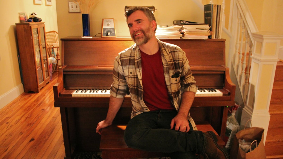  Josh Stamper composed 'Rivers,' a work for prepared piano and prepared cello inspired by the Schuylkill and Delaware rivers. (Emma Lee/WHYY) 
