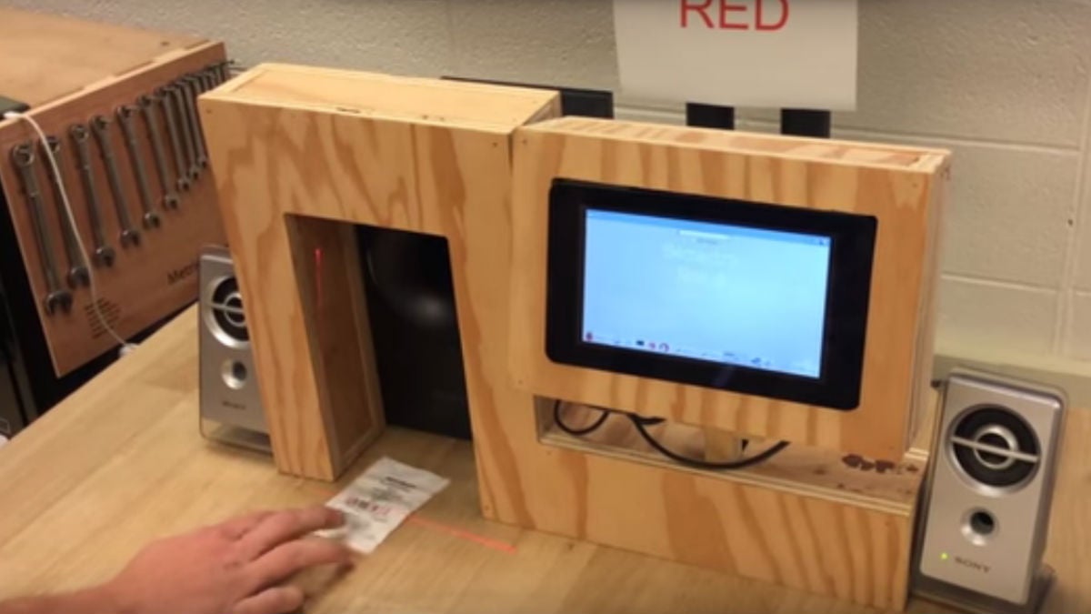 A picture of the Scan 'n Sort as shown in a YouTube video created by the winning team from Concord HS.