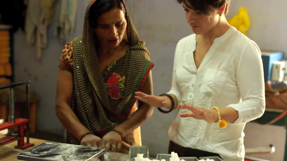 Molly Hayward (right) works with Indian manufacturers in hopes of empowering a new generation of young women. (Courtesy Cora 2014)