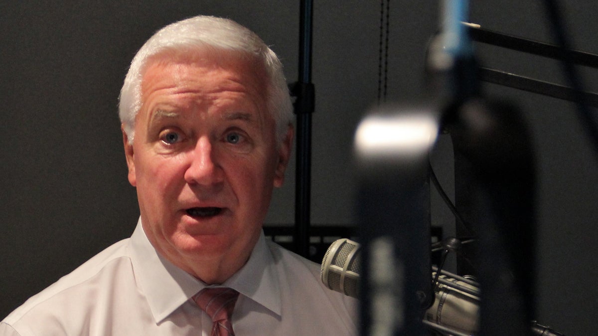  Tom Corbett is shown at WHYY studios. (Emma Lee/WHYY, file) 