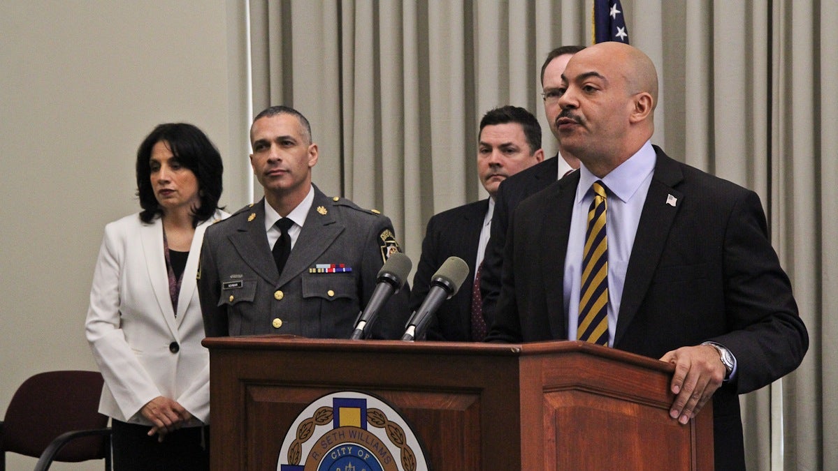 Philadelphia District Attorney Seth Williams announces corruption charges against two Pa. politicians Tuesday. (Kimberly Paynter/WHYY)