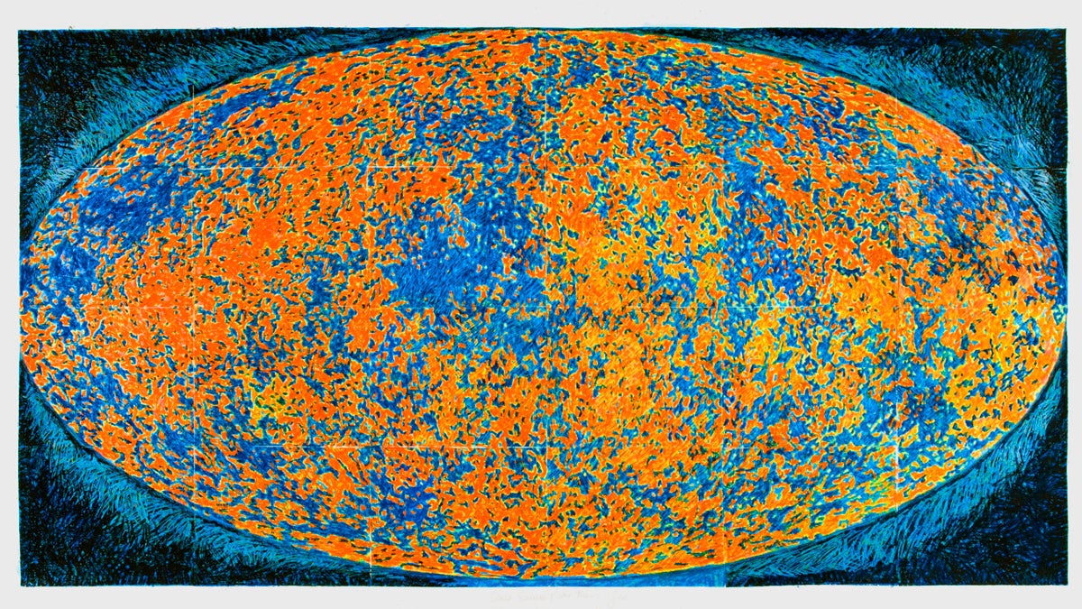  In this image,  printmaker Judith K. Brodsky asks if science can prove the existence of God?  