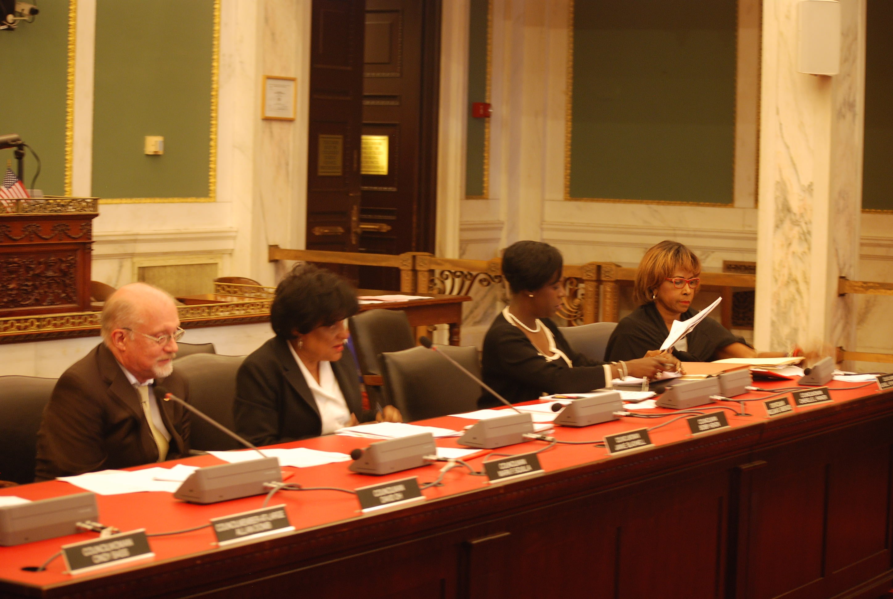 City Council members hear testimony on the KOZ bill. (Tom MacDonald/WHYY)