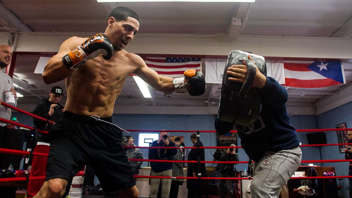  Unified Super Lightweight World Champion Danny Garcia works out at his Jasper Street gym on Wednesday. (Brad Larrison/for NewsWorks) 