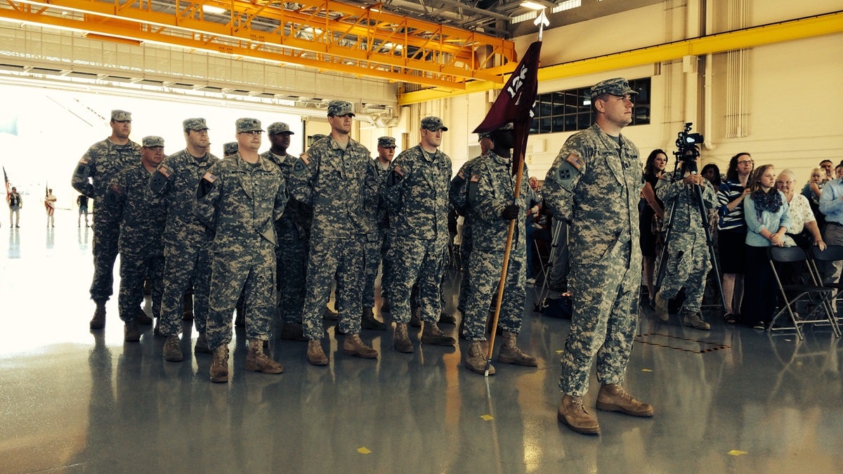  Delaware National Guard Detachment 1, F Company, 1-126th Aviation soldiers deploying to Kuwait (Shirley Min/WHYY) 