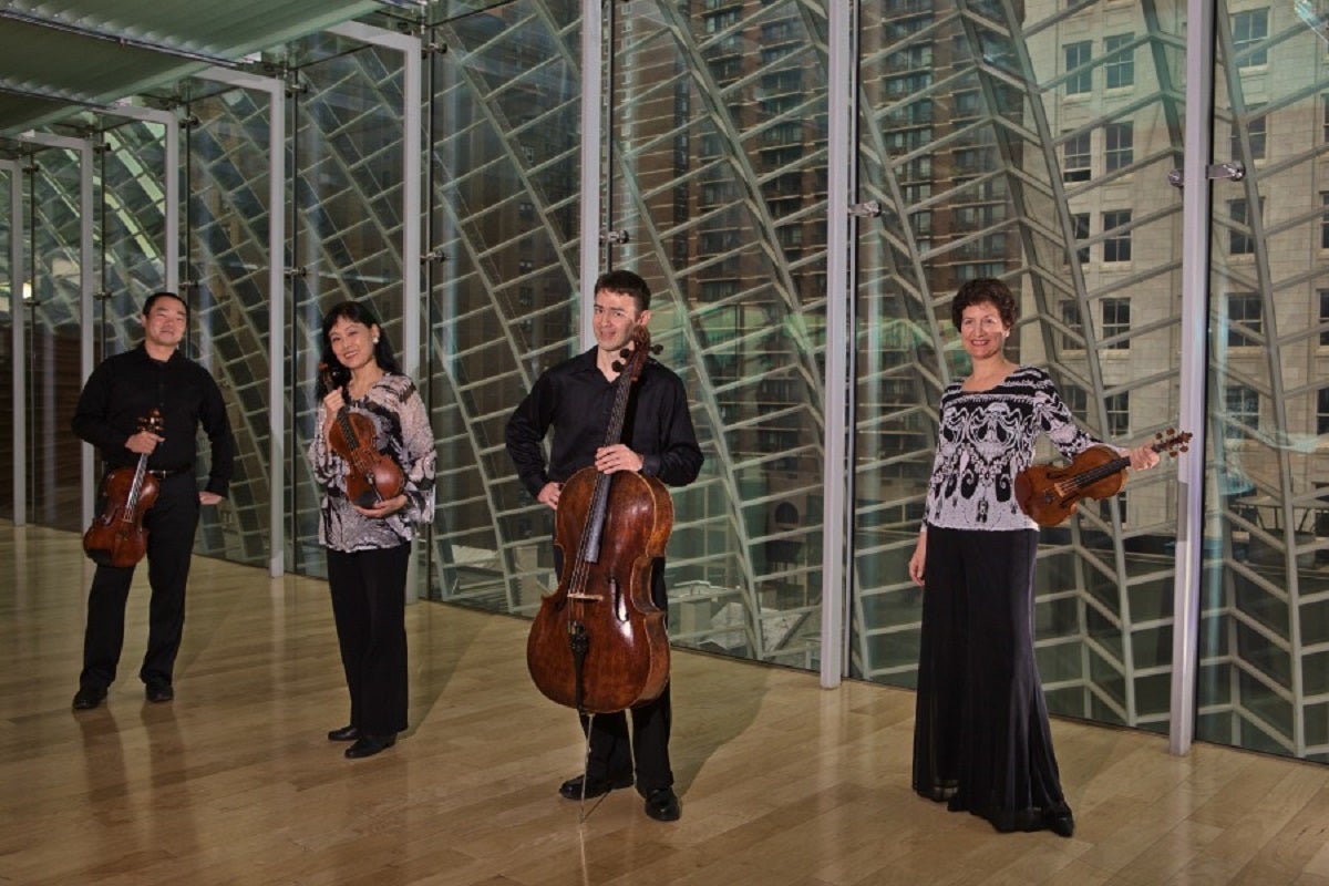  The Festival Quartet: L to R, Burchard Tang (Viola), Hirono Oka (Violin), Clancy Newman (Cello), Barbara Govatos (Violin)(photo courtesy of Delaware Chamber Music Festival) 