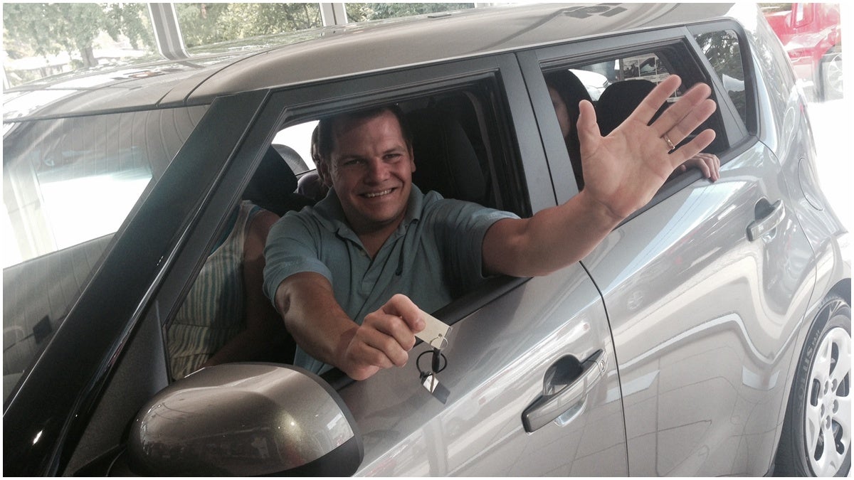  Gary Dowlin in his brand new 2014 Kia Soul (Nichelle Polston/WHYY) 