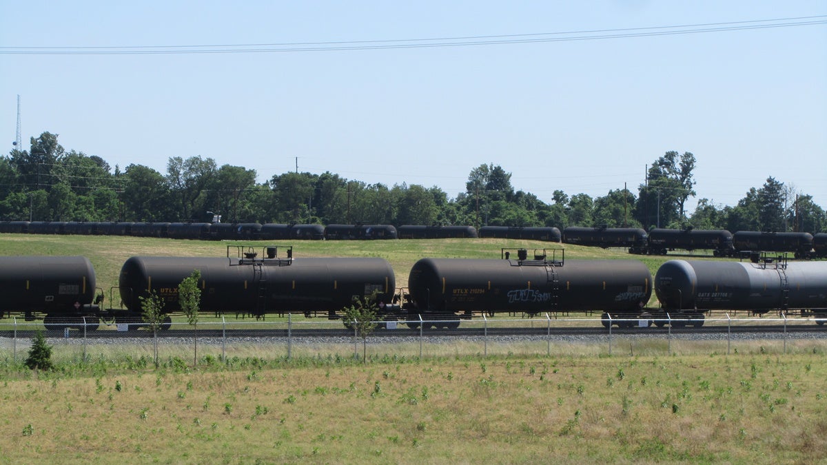  Train cars line up near the refinery (file/NewsWorks)  