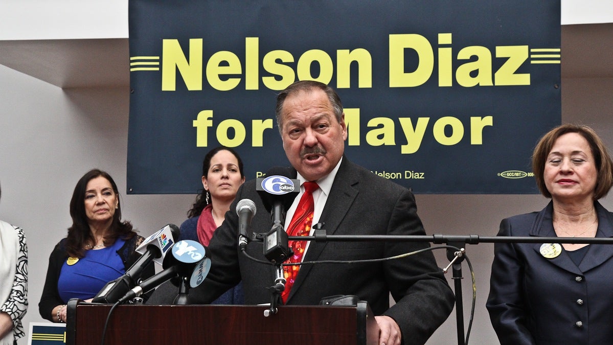 Former Philadelphia City Solicitor Judge Nelson Diaz announces his candidacy for mayor of Philadelphia. (Kimberly Paynter/WHYY)