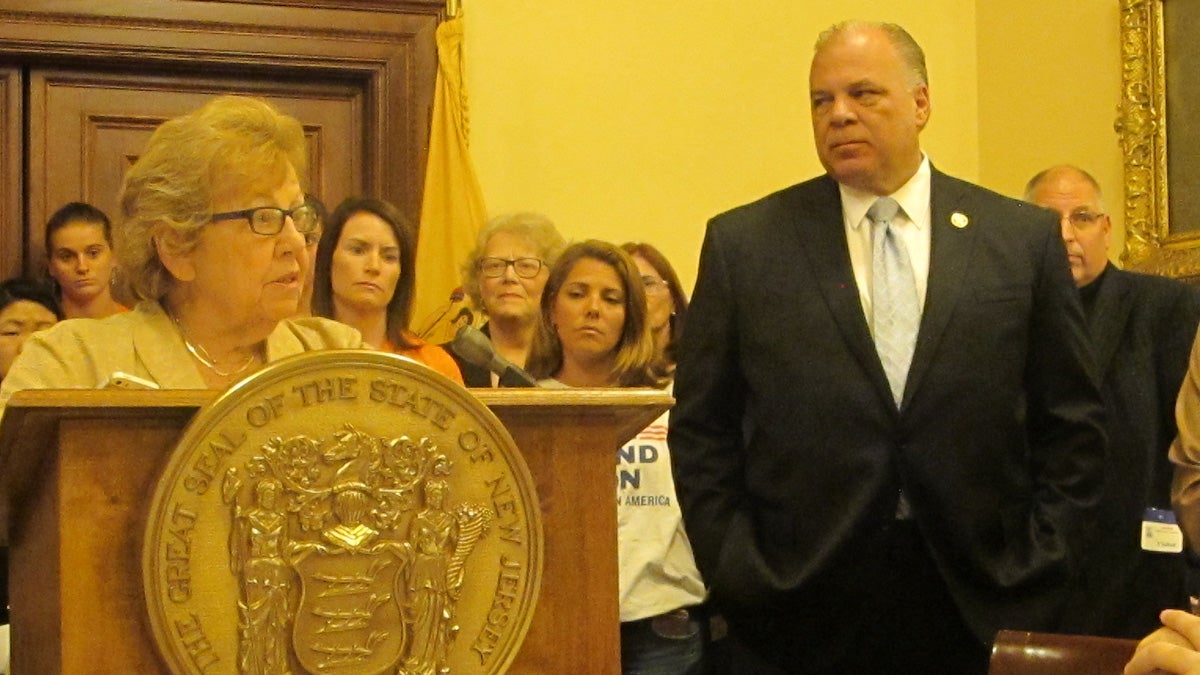 Senate Majority Leader Loretta Weinberg and Senate President Steve Sweeney say they will attempt an override of New Jersey Gov. Chris Christie's November veto of a gun-control measure. (Phil Gregory/WHYY)
