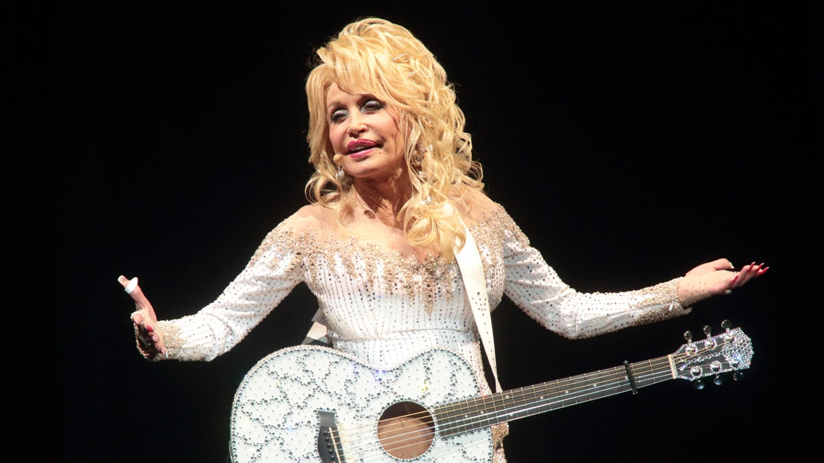 Dolly Parton performs in concert during her “Pure & Simple Tour” at The Mann Center for the Performing Arts on Wednesday