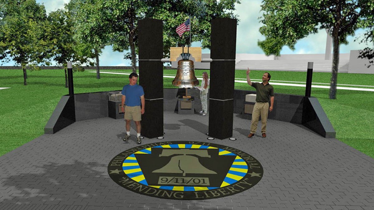 Rendering shows a  proposed 9/11 Memorial in Philadelphia. (Image courtesy of DRPA)