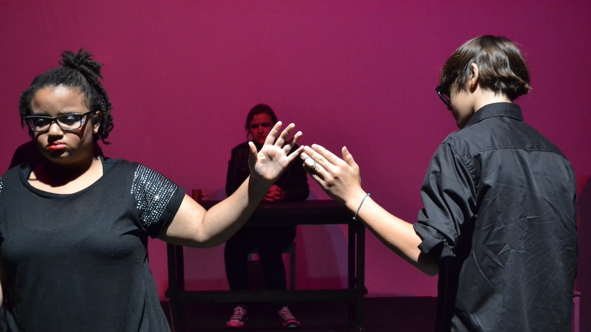  Julia Joseph-Morris and Luke Risher, both of Germantown, in a movement piece portraying teens Emmitt Till and Freddy Adams. (Courtesy of Yes! And...) 