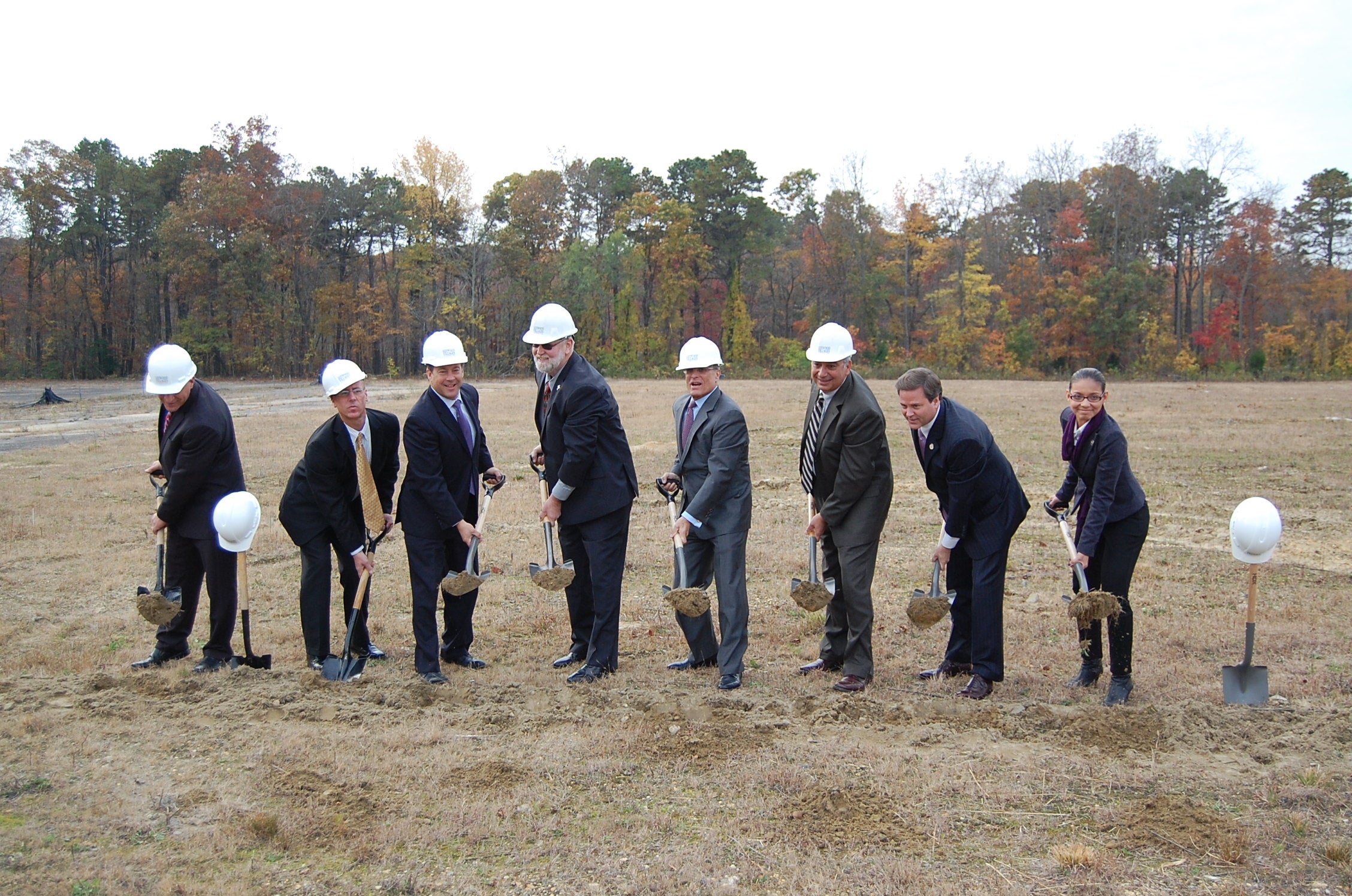  A ceremonial groundbreaking marks the start of a new housing development in Camden County, New Jersey. (Tom MacDonald/WHYY) 