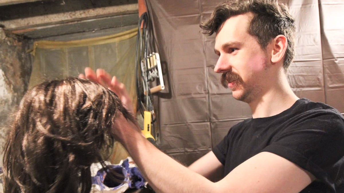  Dylan Pecora is a special effects and makeup artist who works out of his basement in Southwest Philadelphia. (Kimberly Paynter/WHYY) 