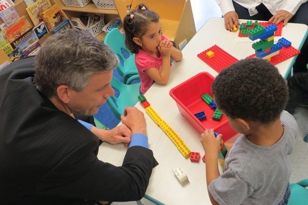  U.S. Education Sec. Arne Duncan visited with Delaware pre-school students last April. (Shana O'Malley/WHYY) 