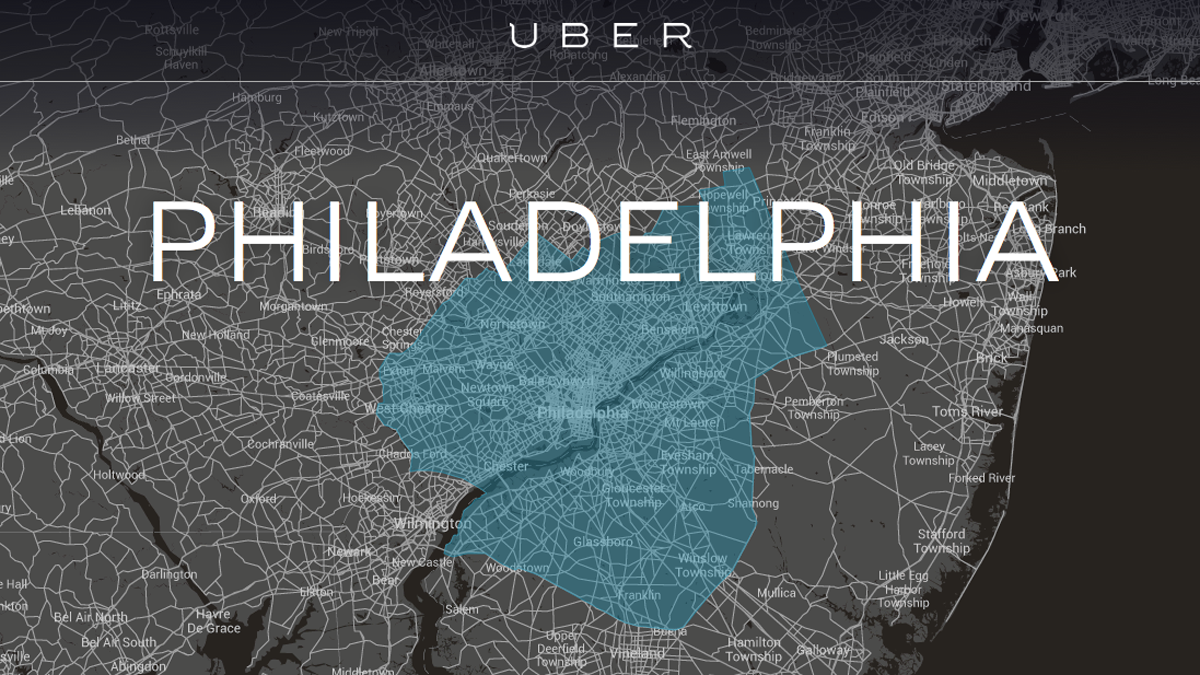  Uber's service area in the Philadelphia area. (Electronic Image via Uber.com) 