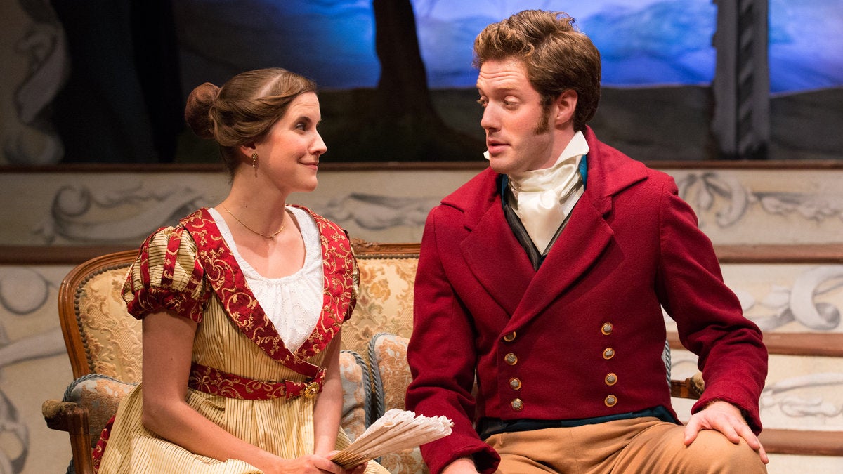  Lauren Sowa as Emma and Jake Blouch as Frank Churchill in Lantern Theater Company's production of 
