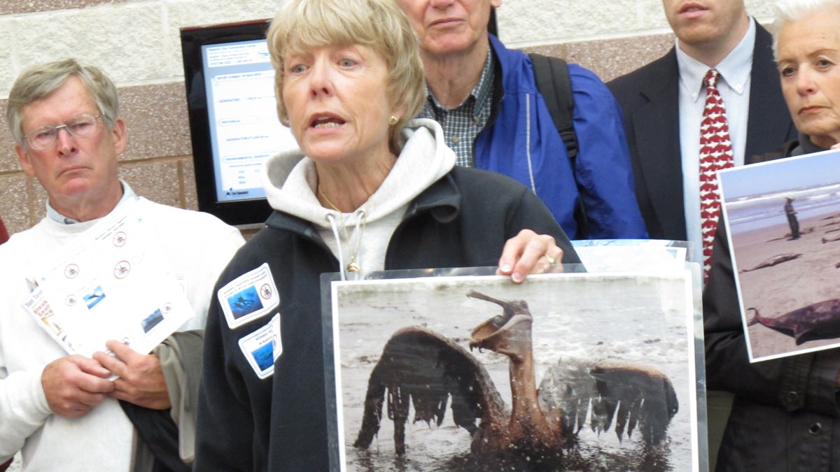 Environmentalists make objections to seismic testing off of the eastern coast of the United States at a public hearing in Atlantic City in 2012. (AP Photo/Wayne Parry, file) 