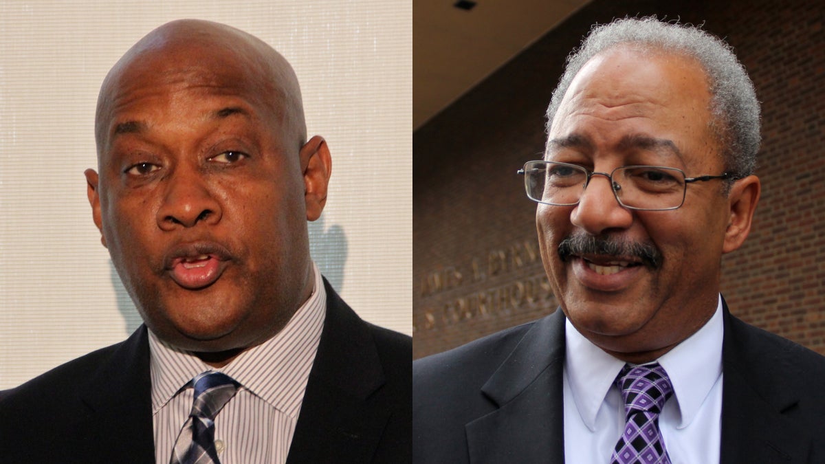  State Rep. Dwight Evans (left) has raised more money than any of the four candidates who hope to replace indicted incumbent Chaka Fattah (right) on the Democratic ticket in the race for the Second Congressional District. (NewsWorks file photos) 